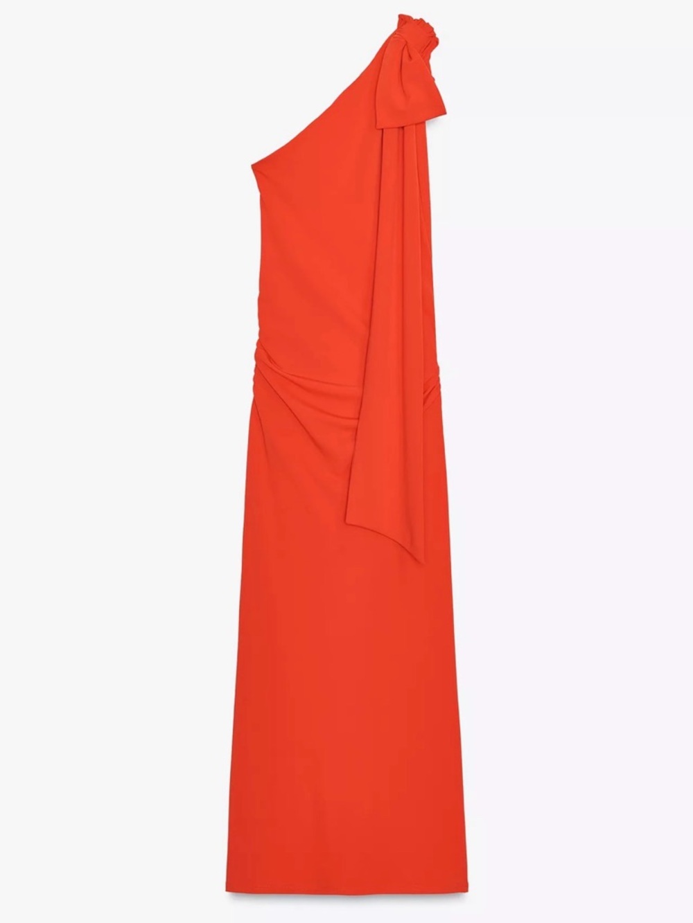 Zara One-Shoulder Red Maxi Dress with Bow Detail - Picture 10 of 10